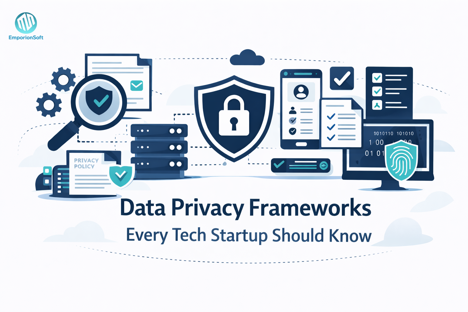 Diagram showing data privacy frameworks applied across cloud systems, AI pipelines, and secure data flows